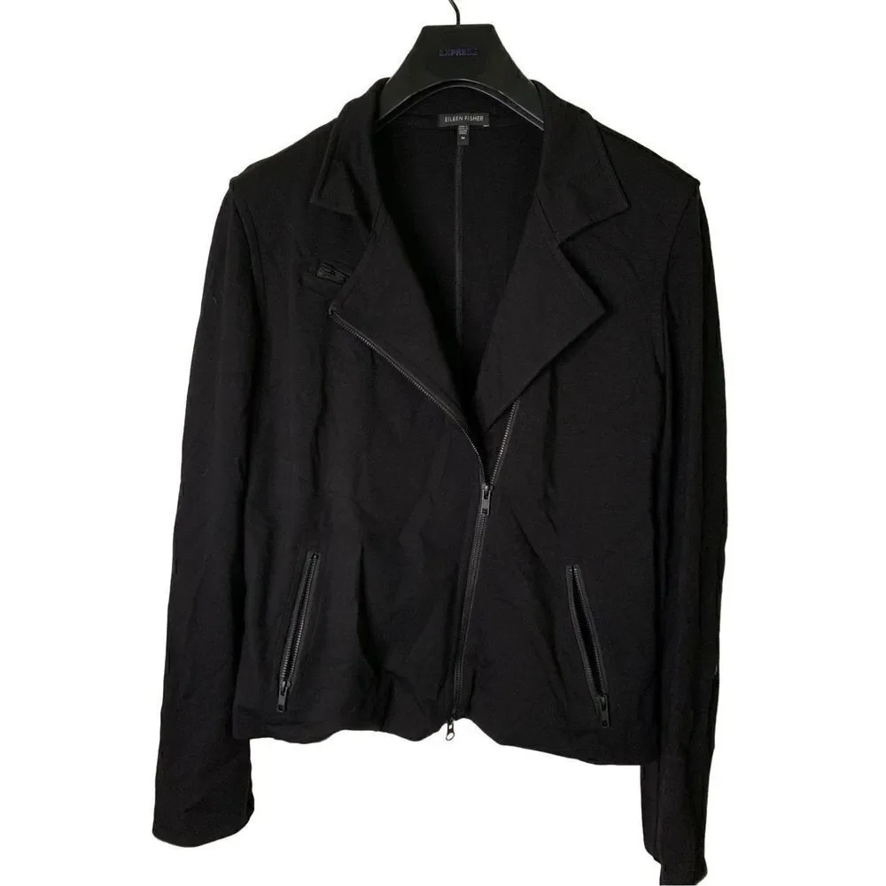 Eileen Fisher asymmetrical jacket black women's size medium